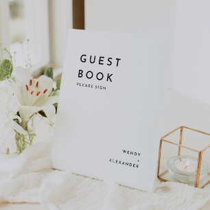 Expositor En L Libro de invitados de Boda blanco moderno negrita