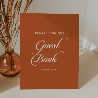 Expositor En L Libro de invitados de boda con caligrafía de terra