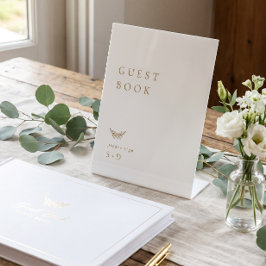 Expositor En L Libro de invitados de boda con signo de oro blanco