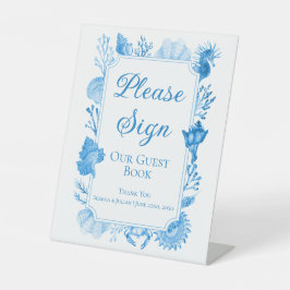 Expositor En L Libro de invitados de boda costera con conchas de 