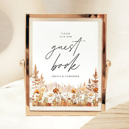Expositor En L Libro de invitados de boda de montaña de flor silv
