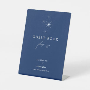 Expositor En L Libro de invitados de boda elegante celestial azul