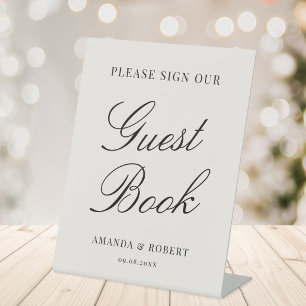 Expositor En L Libro de invitados de boda elegante clásico marfil