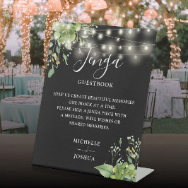 Expositor En L Libro de invitados de boda Jenga negro con luces d