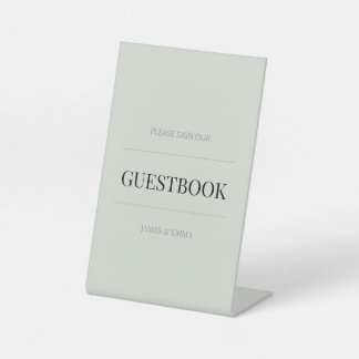 Expositor En L Libro de invitados de boda minimalista verde pálid