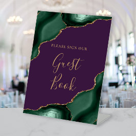 Expositor En L Libro de Invitados de Boda Verde Esmeralda Púrpura