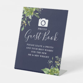 Expositor En L Libro de Invitados de Boda Verde Navy Azul