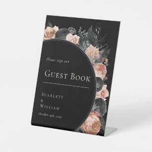 Expositor En L Libro de invitados de boda vintage gótico de rosa
