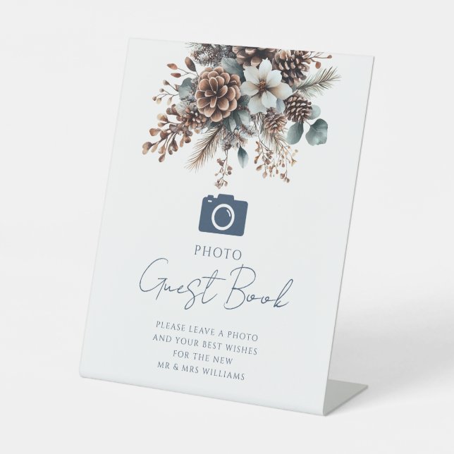 Expositor En L Libro de Invitados de Bodas de Flor de Pino Rústic (Anverso)