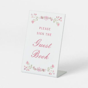 Expositor En L Libro de invitados de flores rosas