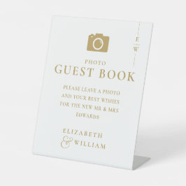 Expositor En L Libro de invitados de foto monograma elegante dora