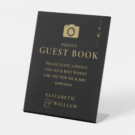 Expositor En L Libro de invitados de fotos con monograma en negro