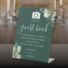 Expositor En L Libro de invitados de fotos de boda con vegetación