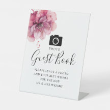 Libro de invitados de fotos florales de rosa polvo