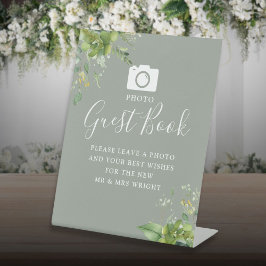 Expositor En L Libro de Invitados de Fotos Verde Salvia Bodas
