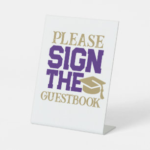 Expositor En L Libro de invitados de mesa de graduación Morado, B