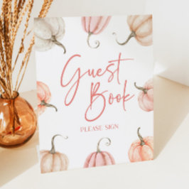 Expositor En L Libro de invitados de otoño sobre calabaza blanca 