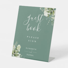 Expositor En L Libro de invitados Eucalyptus Green Floral Greener