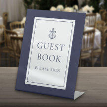 Libro de invitados Nautical Anchor Navy Blue