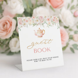 Expositor En L Libro de invitados para baby shower de té