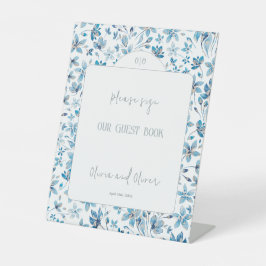 Expositor En L Libro de invitados sobre las flores azules pequeña