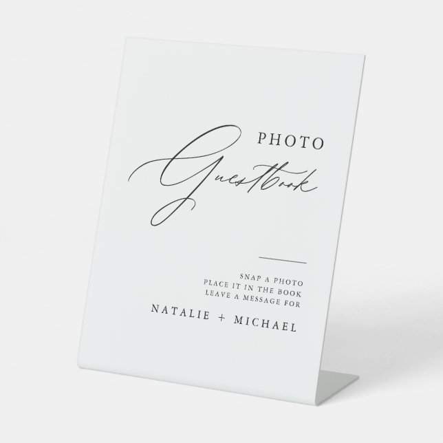 Expositor En L Libro de visitas de Boda de caligrafía simple (Anverso)
