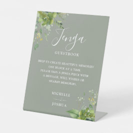 Expositor En L Libro de visitas de boda Jenga verde salvia floral