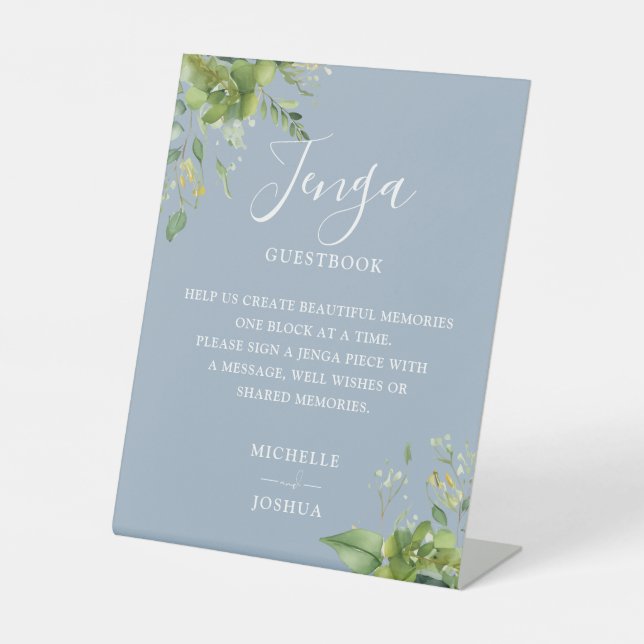 Expositor En L Libro de visitas del Boda de Greenery Floral Dusty (Anverso)
