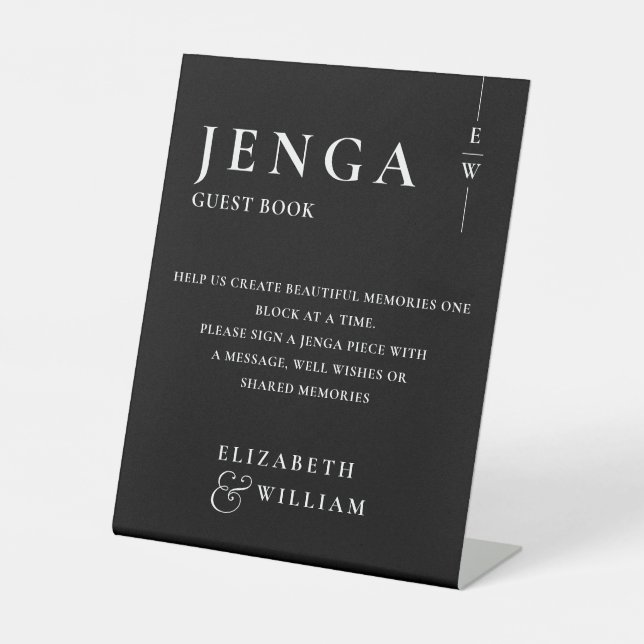 Expositor En L Libro de visitas Jenga en negro y blanco Minimalis (Anverso)