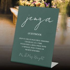 Expositor En L Libro de visitas Jenga esmeralda verde Escritura m
