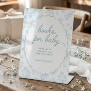 Expositor En L Libros Florales Azules Vintage para Baby Shower