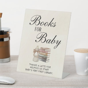 Expositor En L Libros para bebé Rótulo se prepara Baby Shower