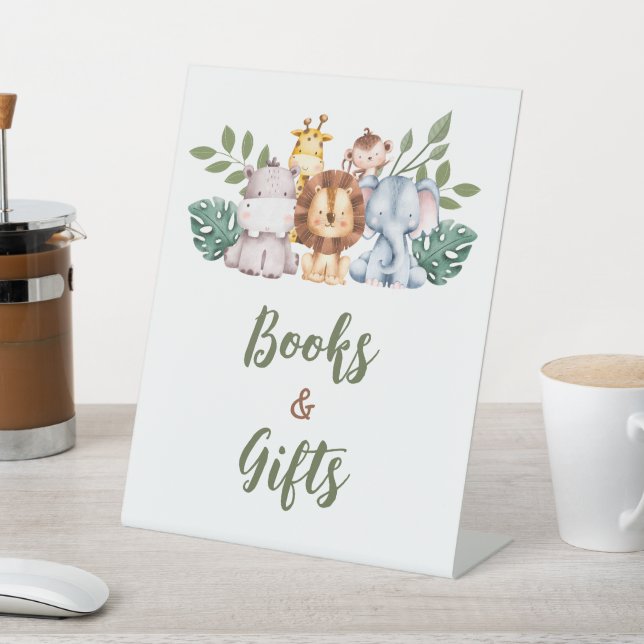 Expositor En L Libros Regalos Rótulo Jungle Safari Boy Baby Showe (In Situ)