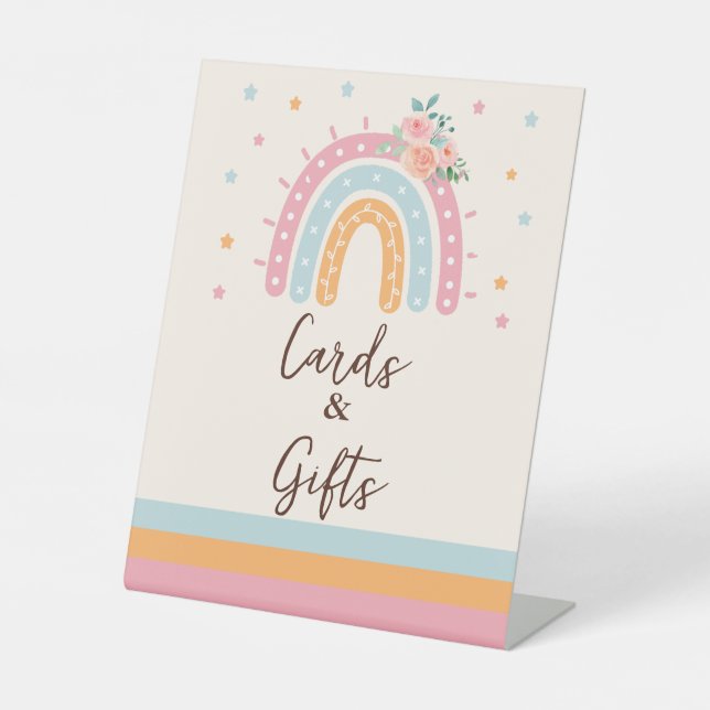 Expositor En L Libros y regalos Arcoiris Baby Shower Pedestal ros (Anverso)