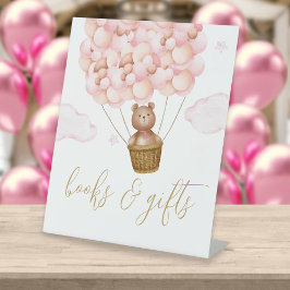 Expositor En L Libros Y Regalos Bear Cub Globos Rosados Baby Show