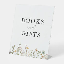 Expositor En L Libros y regalos de Baby Shower con flores silvest