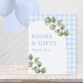 Expositor En L Libros y regalos de Baby Shower de Blue Greenery B