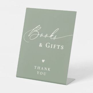 Expositor En L Libros y regalos de guiones de Baby Shower verde s