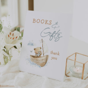 Expositor En L Libros y regalos para baby shower de osito mariner