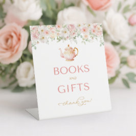 Expositor En L Libros y regalos para baby shower de té