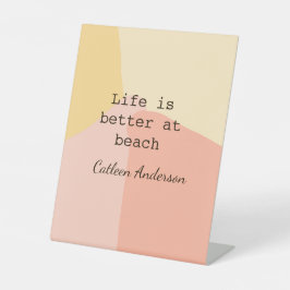 Expositor En L Life is better at beach yellow orange boho rustic