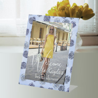 Expositor En L Light Blue Roses Bridal Shower Photo Welcome