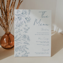 Expositor En L Light Blue Toile Bridal Shower Menu Sign 8x10