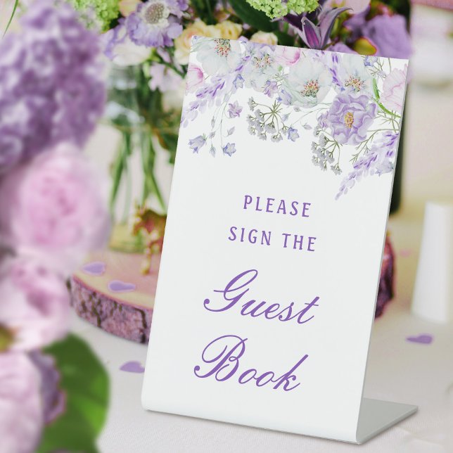 Expositor En L Lilac Flowers Guest Book (Subido por el creador)