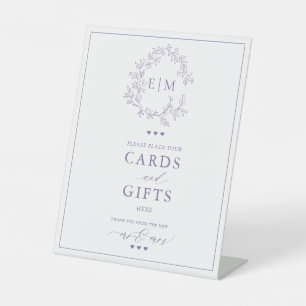 Expositor En L Lilac Lavender Leafy Escudo Monograma Tarjeta y Re