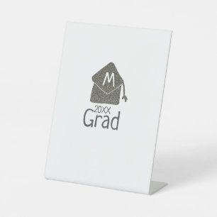 Expositor En L Límite de graduación plateado purpurina añadir nom