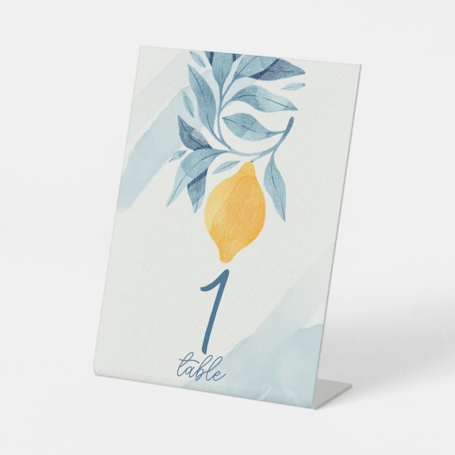 Expositor En L Limón con hojas azules ilustracion botánico (Anverso)