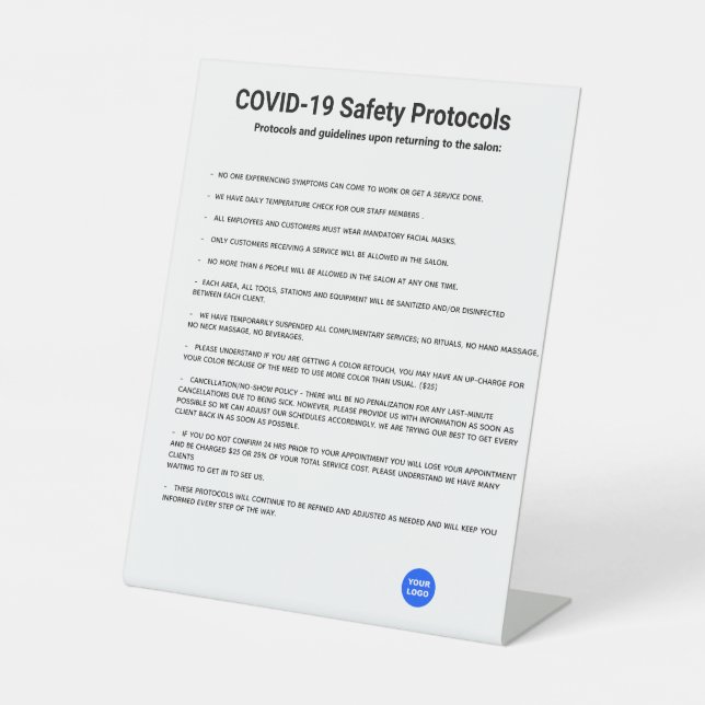 Expositor En L Lineamientos simples del protocolo de seguridad CO (Anverso)