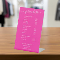 Lista de precios caligrafía Girly Pink Business