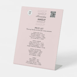 Expositor En L Lista de precios de artista de maquillaje QR rosa